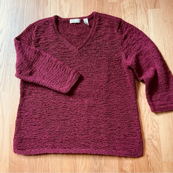 Kate Hill Sweaters - Kate Hill ribbon sweater ⭐️ v-neck⭐️ maroon ⭐️ 20” across ⭐️